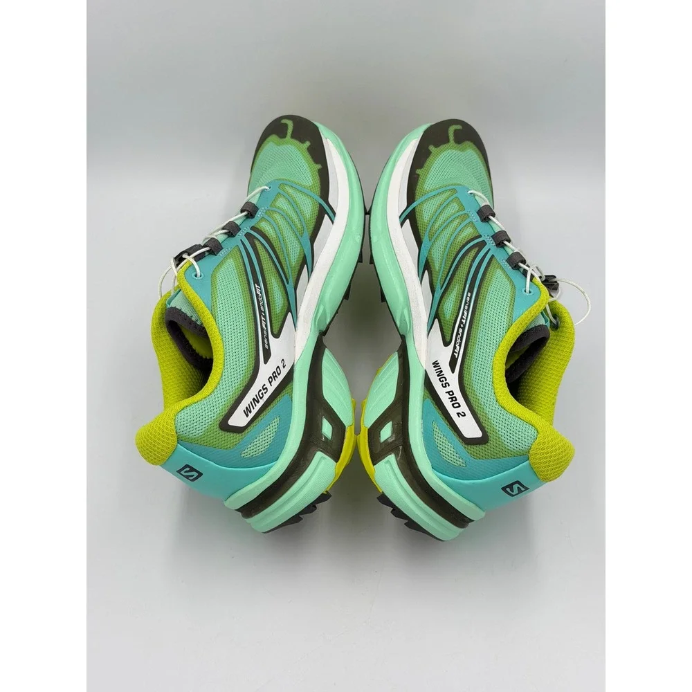Salomon Wings Pro 2 Women 9.5 Trail Running Shoes Mint Green Lime Quicklace